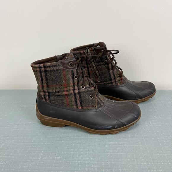 Sperry Women's Plaid Saltwater Duck Boot 7 - Picture 1 of 9